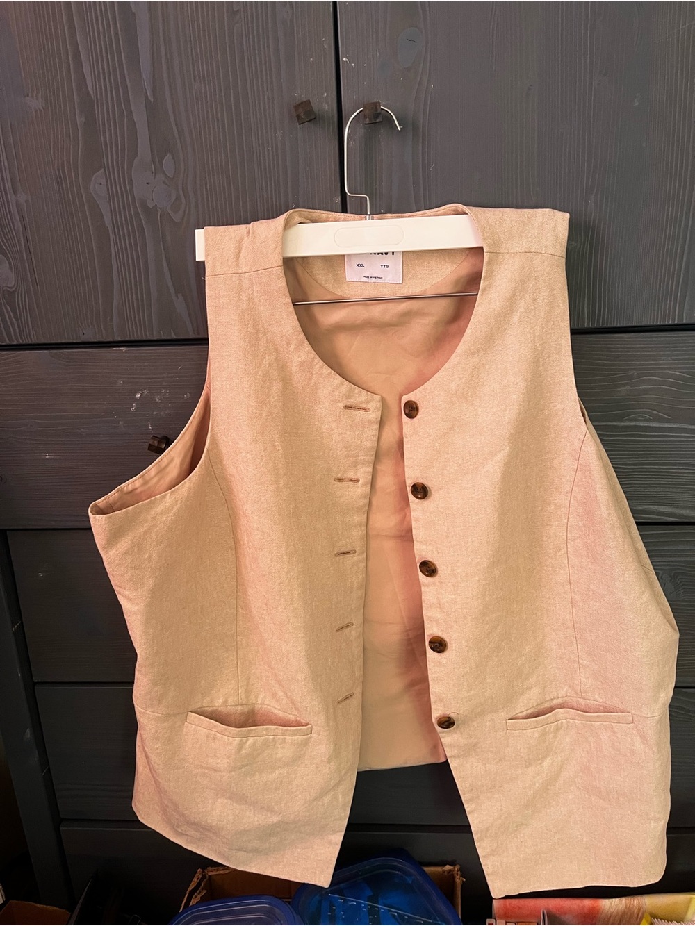 Old Navy Beige/Tan Sleeveless Button Vest